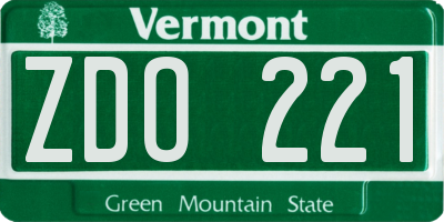 VT license plate ZDO221