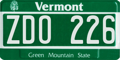 VT license plate ZDO226