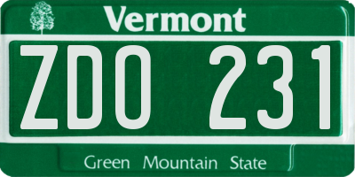 VT license plate ZDO231