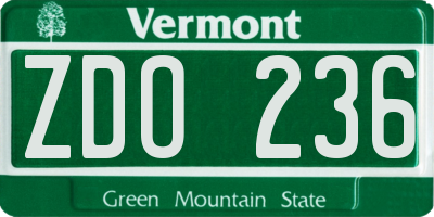 VT license plate ZDO236