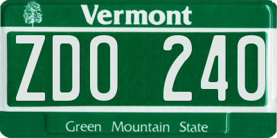 VT license plate ZDO240
