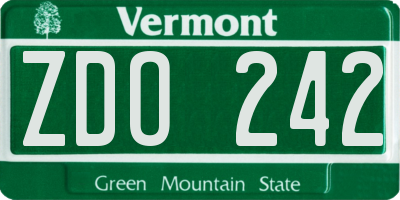 VT license plate ZDO242