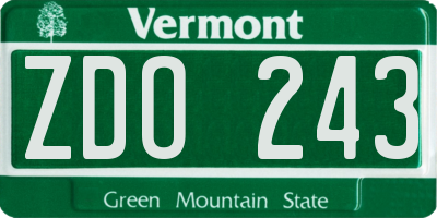 VT license plate ZDO243
