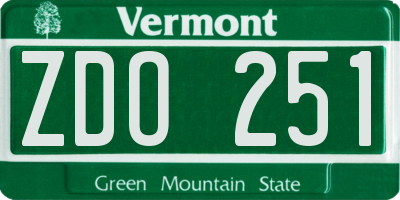 VT license plate ZDO251