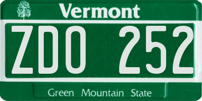 VT license plate ZDO252