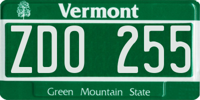 VT license plate ZDO255