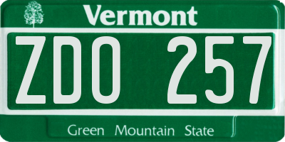 VT license plate ZDO257