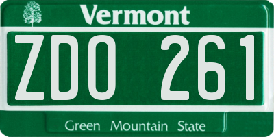 VT license plate ZDO261