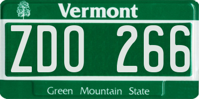 VT license plate ZDO266