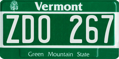 VT license plate ZDO267