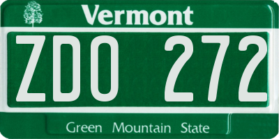 VT license plate ZDO272