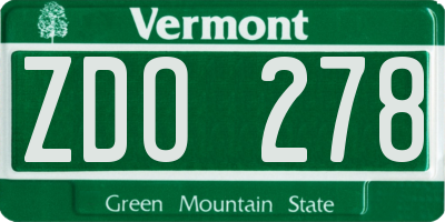 VT license plate ZDO278