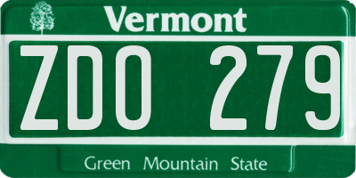 VT license plate ZDO279