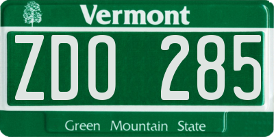 VT license plate ZDO285