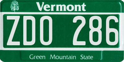 VT license plate ZDO286