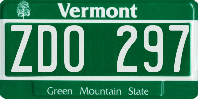 VT license plate ZDO297