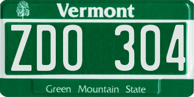 VT license plate ZDO304
