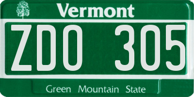 VT license plate ZDO305