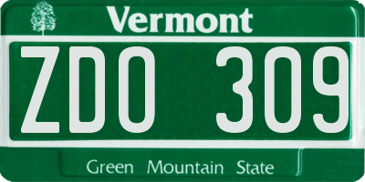 VT license plate ZDO309