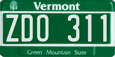 VT license plate ZDO311