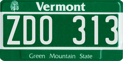 VT license plate ZDO313