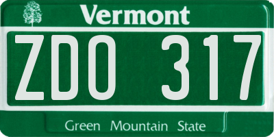 VT license plate ZDO317