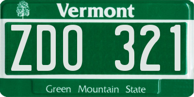 VT license plate ZDO321