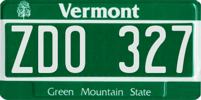VT license plate ZDO327