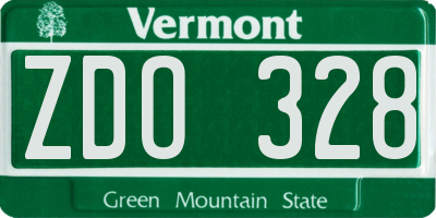 VT license plate ZDO328