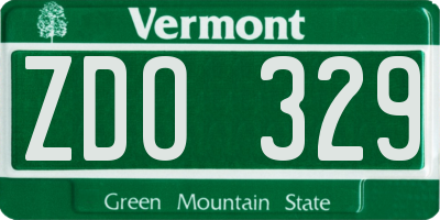 VT license plate ZDO329