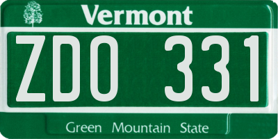 VT license plate ZDO331