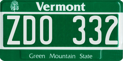 VT license plate ZDO332