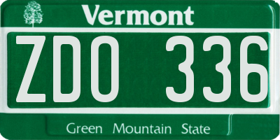 VT license plate ZDO336