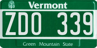 VT license plate ZDO339