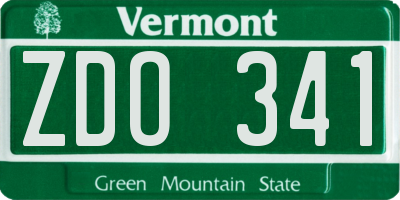 VT license plate ZDO341