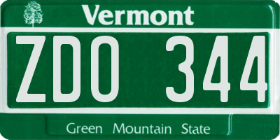 VT license plate ZDO344