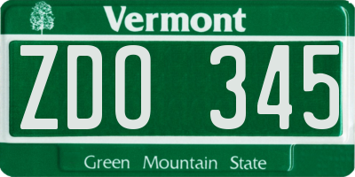 VT license plate ZDO345