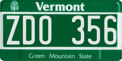 VT license plate ZDO356