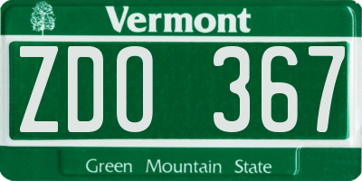 VT license plate ZDO367
