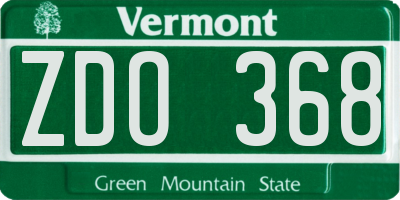 VT license plate ZDO368