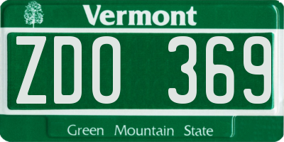VT license plate ZDO369