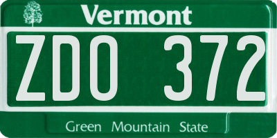 VT license plate ZDO372