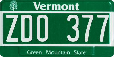 VT license plate ZDO377