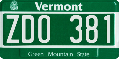 VT license plate ZDO381