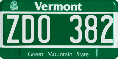 VT license plate ZDO382
