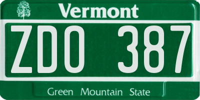 VT license plate ZDO387