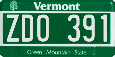 VT license plate ZDO391
