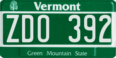 VT license plate ZDO392