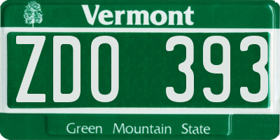 VT license plate ZDO393