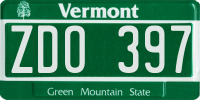 VT license plate ZDO397
